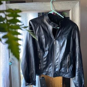 Black black zip-up faux leather jacket